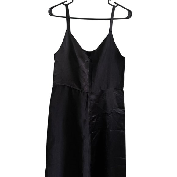 Zara Women's Black Slip Dress Satin Effect Midi Spaghetti Strap Classic Party XS - Picture 4 of 11